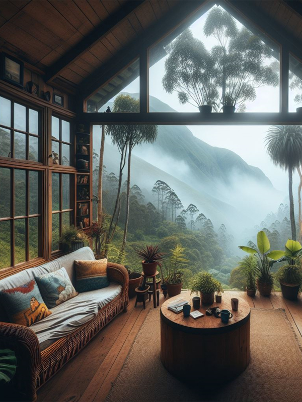 Cottage interior — cozy bedroom setup